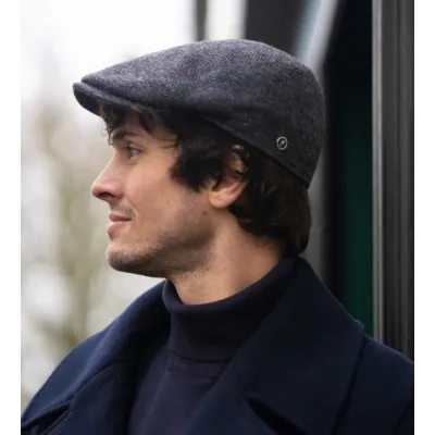 Casquette Plate Charleston Laine Vierge Anthracite - Flechet