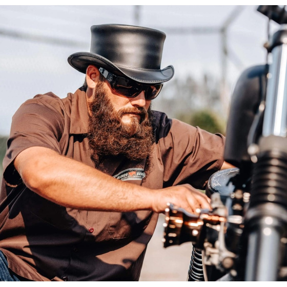 Chapeau Demi Haut de Forme Marlow Cuir Noir -  American Hat Makers