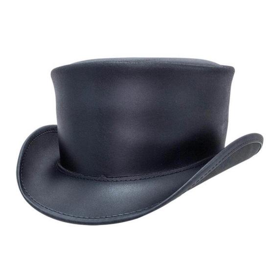 Chapeau Demi Haut de Forme Marlow Cuir Noir -  American Hat Makers