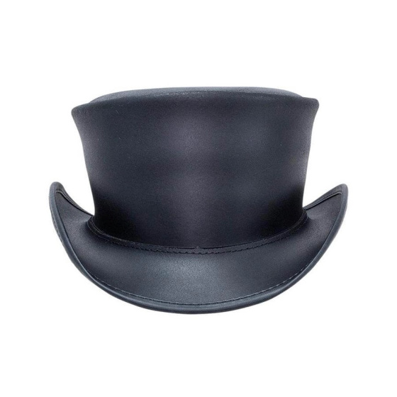 Chapeau Demi Haut de Forme Marlow Cuir Noir -  American Hat Makers