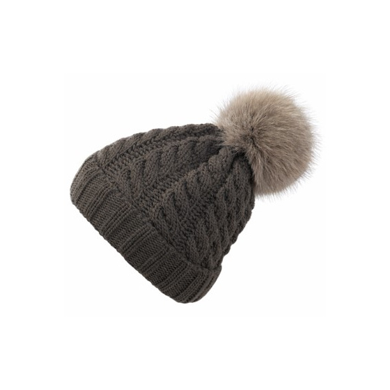 Grey Calgary Fur Pompom Beanie - Pipolaki