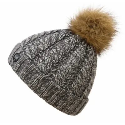 Calgary Heather Gray Pompom-Fur Beanie - Pipolaki Reference: 230198| Chapellerie Traclet