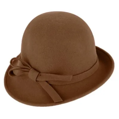 Lidia Cognac Wool Felt Cloche Hat - Traclet Reference: 23043| Chapellerie Traclet