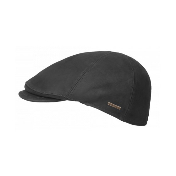 Maiko Black Leather Duckbill Cap - Hatland