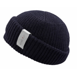 Casoria Cuffed Beanie in Black Merino Wool - Traclet