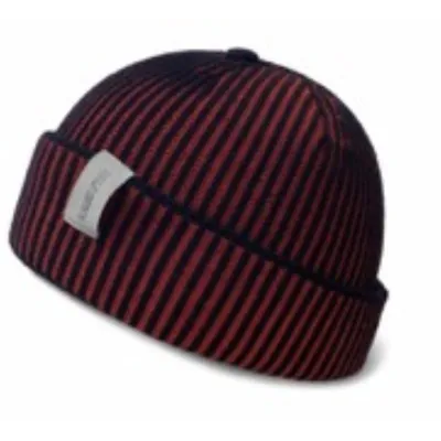 Anzio Merino Wool Cuffed Beanie Black & Red - Traclet Reference: 23085| Chapellerie Traclet