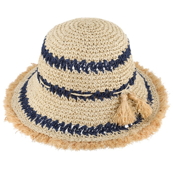 Natural & Navy Women's Straw Hat - Traclet
