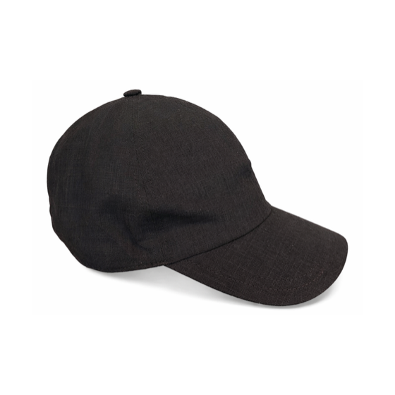 Large Size Black Linen Baseball Cap - Mtm