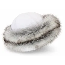 Toque Chamonix Blanche Fausse Fourrure Grise Femme - Traclet