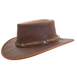 Kangaroo Leather Squashy Hat Taupe - Barmah