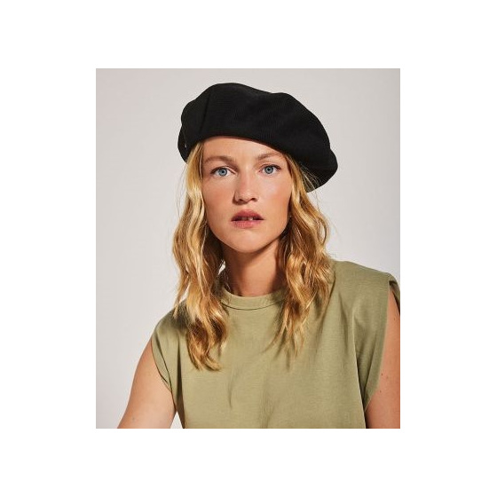Maxi Plumes Black Cotton Beret - Laulhère
