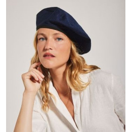 Mistral Navy Cotton & Linen Beret - Héritage by Laulhère