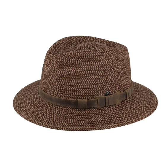 Chapeau Traveller Paille Papier Rayé Rouge - Fléchet