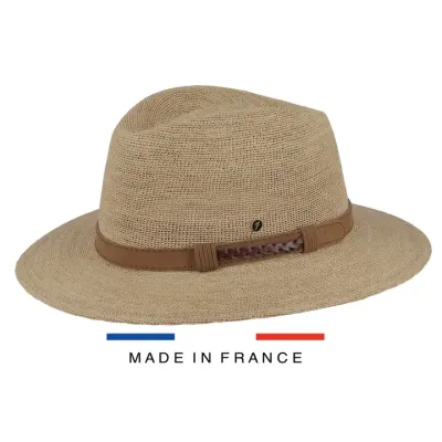 Camel Belt Raphia Traveller Hat - Fléchet | Chapellerie Traclet