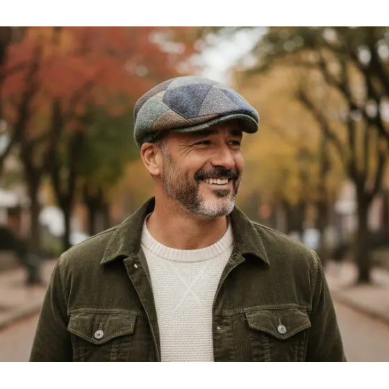 Casquette Belfaci Bleue Patchwork Laine Vierge - Fléchet