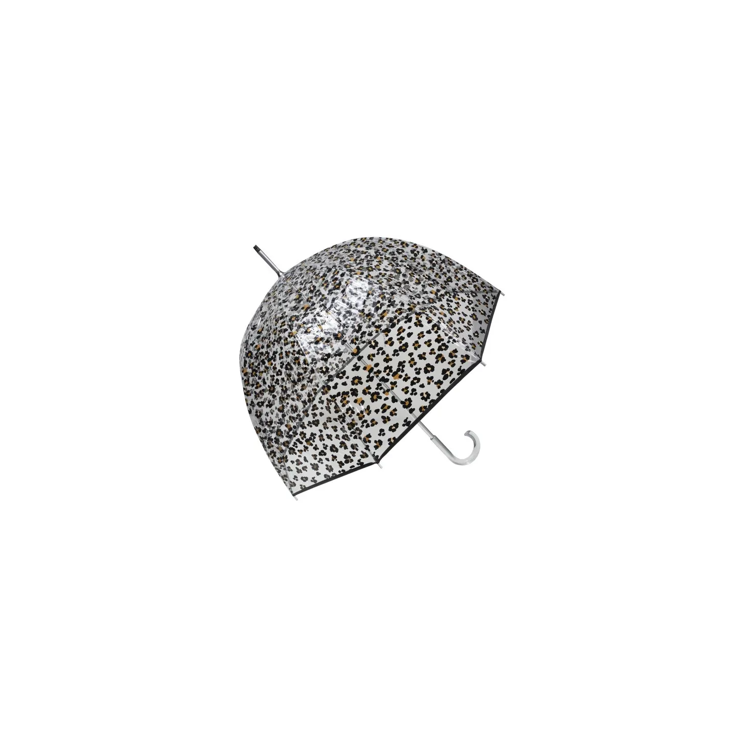 Parapluie Cloche Transparent Léopard Noir - Isotoner   réf 23305 chapellerie traclet
