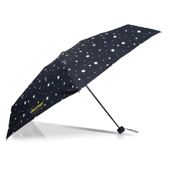 Parapluie Mini Ultra Slim Pois Noir & jaune - Isotoner