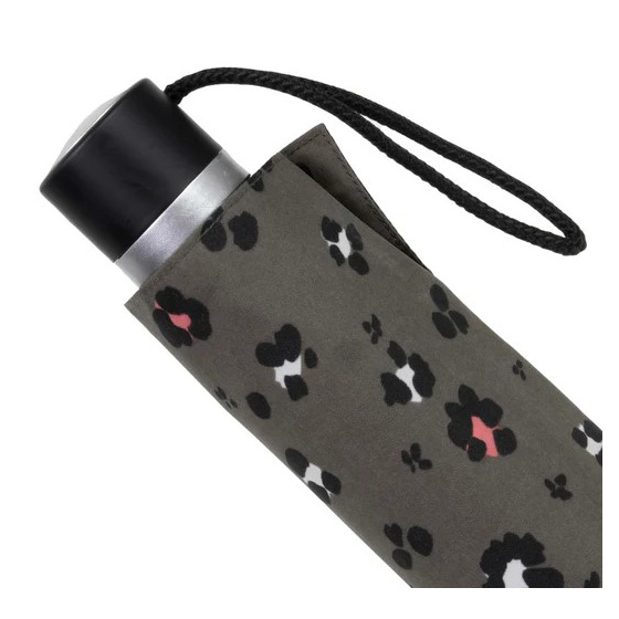 3-Section Khaki Leopard Umbrella Manual Opening & - Isotoner