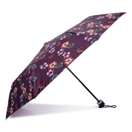 Parapluie 3 Sections Fleurs Aubergine Ouverture Manuelle - Isotoner