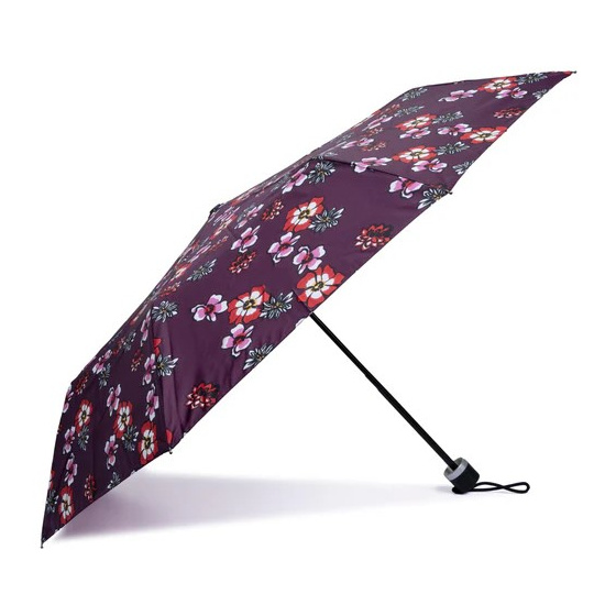 3-Section Aubergine Floral Umbrella Manual Opening - Isotoner