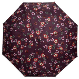 3-Section Aubergine Floral Umbrella Manual Opening - Isotoner