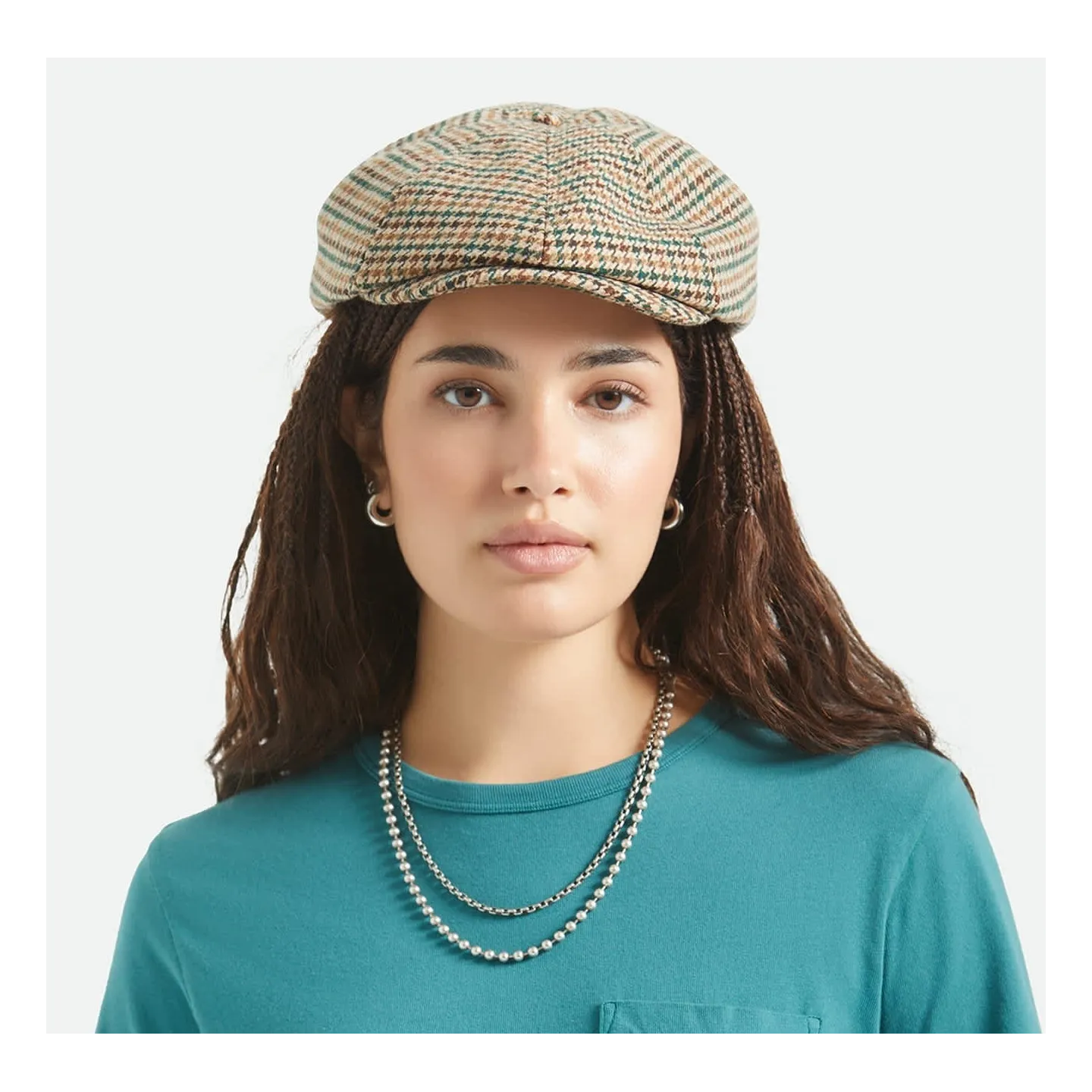 Casquette Newsboy Pied-De-Poule Beige - Brixton