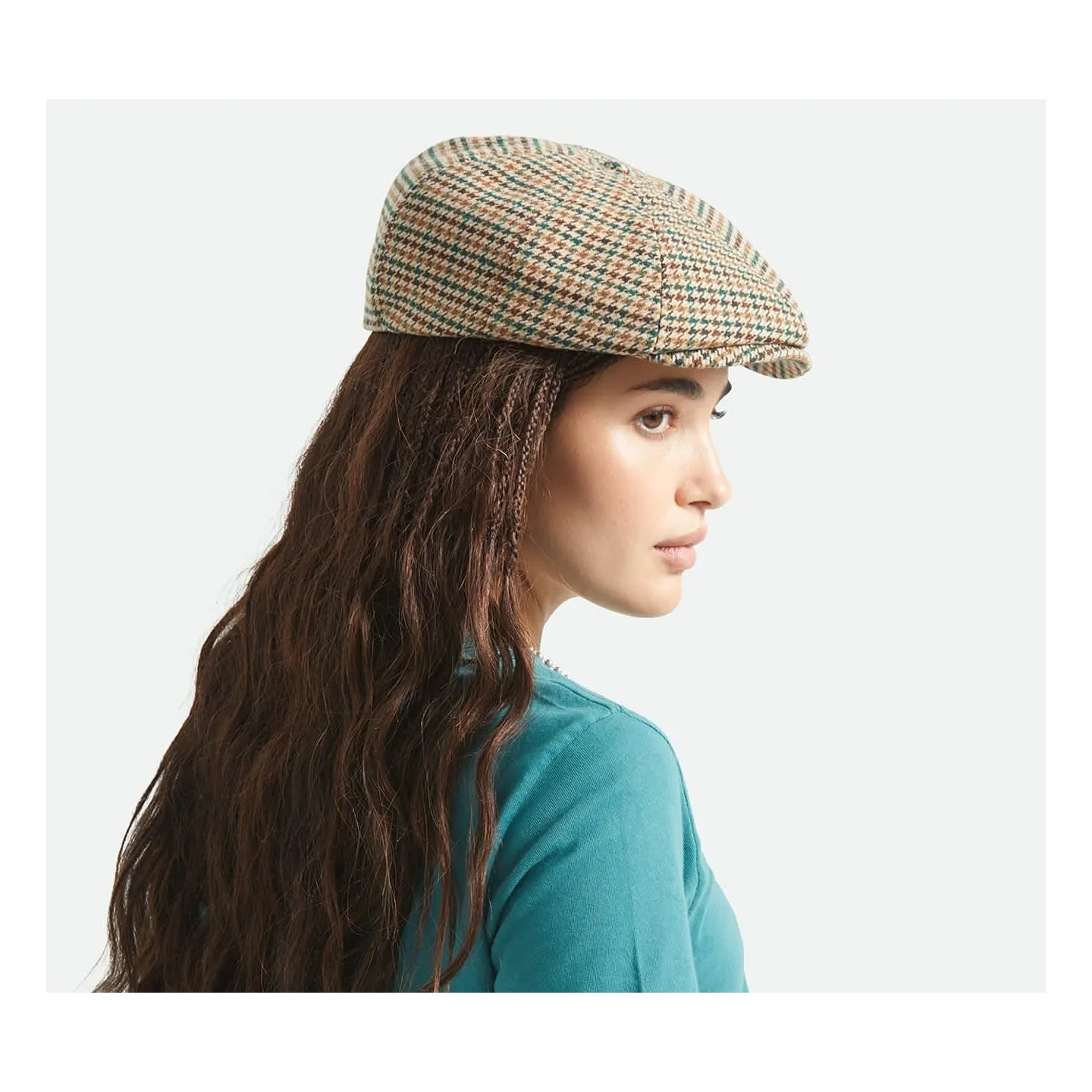 Casquette Brood  Newsboy Pied-De-Poule Beige - Brixton Reference : 23314| Chapellerie Traclet