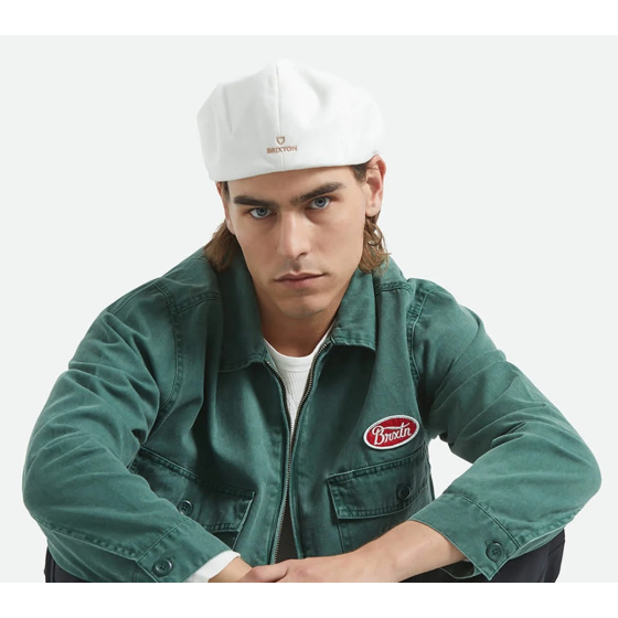 Casquette Plate Barrel Blanche Coton - Brixton
