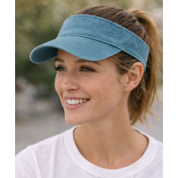 Calvia Cotton Turquoise Visor Cap - Traclet