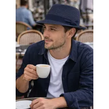 Chapeau Fedora Matanzas  Paille Papier Marine - Traclet