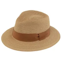 Chapeau Fedora Matanzas Paille Papier Camel - Traclet