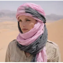 Touareg Two-Tone Rose & Grey Cotton Cheche - Traclet  Reference : 4512 | Chapellerie Traclet