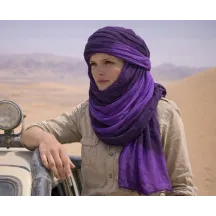 Chèche Touareg Bi Couleur violet coton - Traclet
