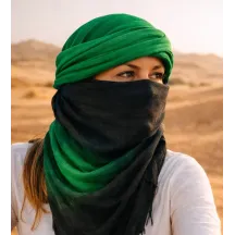 Touareg Two-Tone Green Cotton Chèche - Traclet Reference: 23354| Chapellerie Traclet