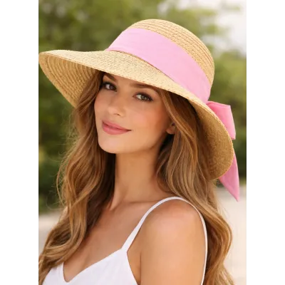 Capeline Alessia Large Bords Raffia Naturel - Traclet