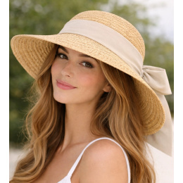 Capeline Alessia Wide Brim Natural Raffia - Traclet
