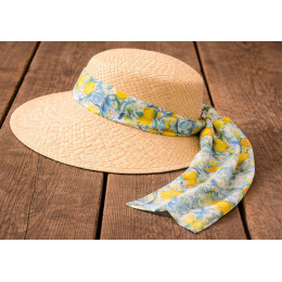 copy of Marta Wide Visor Cap Natural Straw Floral Patterns - Traclet