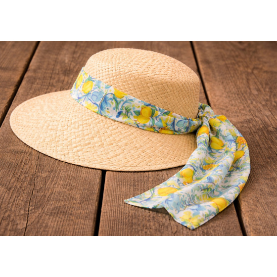 copy of Marta Wide Visor Cap Natural Straw Floral Patterns - Traclet