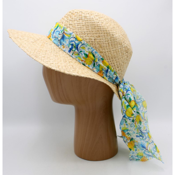 copy of Marta Wide Visor Cap Natural Straw Floral Patterns - Traclet