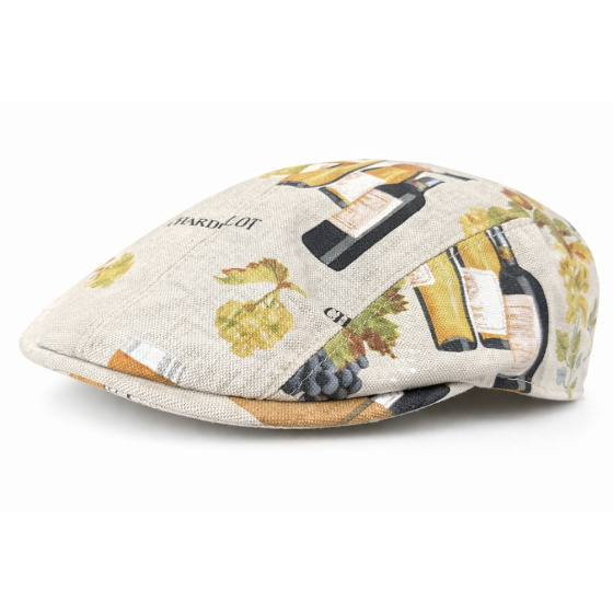 Cotton Wine Motif Flat Cap UPF 40+ - City Sport