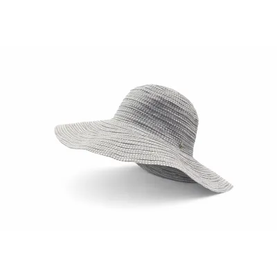 Grey Scrunchie Wide-brim Hat with white polka dots UPF 50+ - House Of Ord