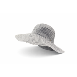 Grey Scrunchie Wide-brim Hat with White Polka Dots UPF 50+ - House Of Ord