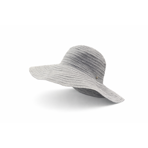 Grey Scrunchie Wide-brim Hat with White Polka Dots UPF 50+ - House Of Ord