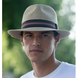 Chapeau Fedora Les chaumes Papier Paille Beige - Flechet