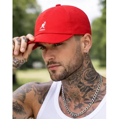 Red Cotton Washed Baseball Cap - Kangol