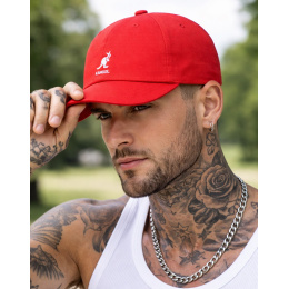 Casquette Washed Baseball Coton Rouge - Kangol