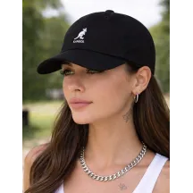 Black Cotton Washed Baseball Strapback Cap - Kangol Reference: 4789 | Traclet Hat Shop
