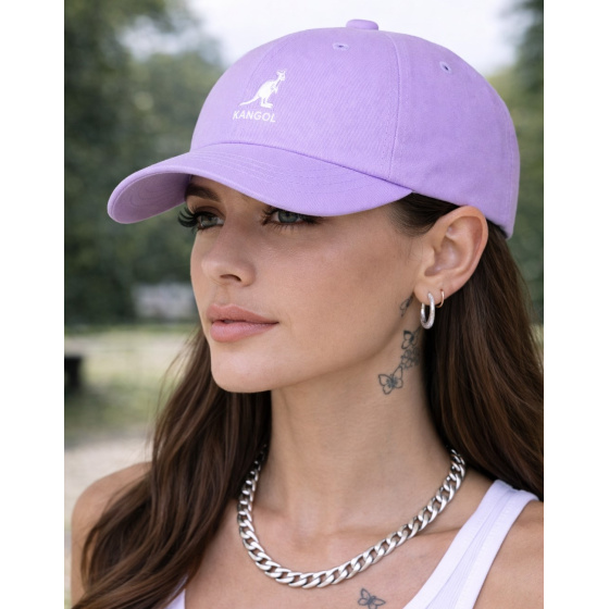 Casquette Washed Baseball Coton Lilas - Kangol