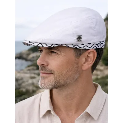 Capri White Linen Duck Bill Cap - Traclet ref 23490 chapellerie Traclet