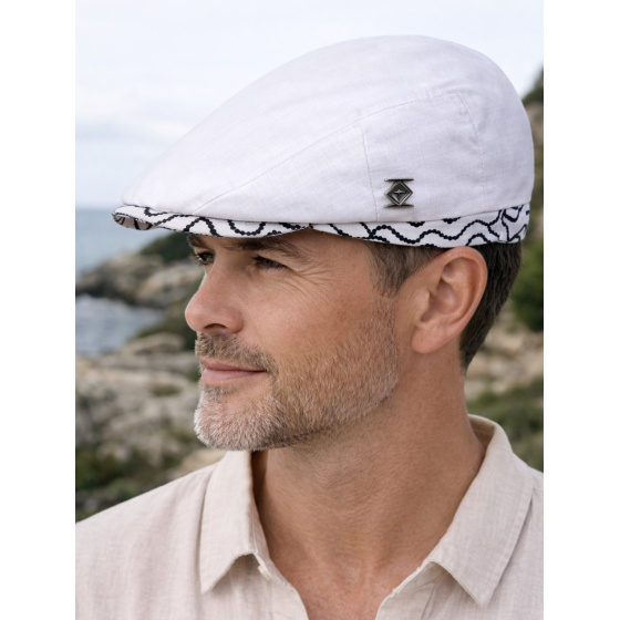 Capri White Linen Duck Bill Cap - Traclet